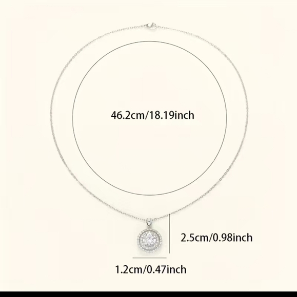 NIB Delicate Moissanite Solitaire Necklace Silver Plated - Picture 6 of 6